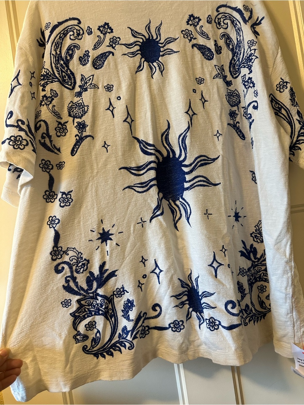 ASOS White Tee with Navy Sun & Paisley Print